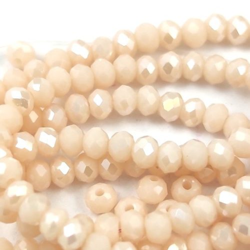 Faceted donut bead - 2x3mm - Light Beige AB - sold on strand