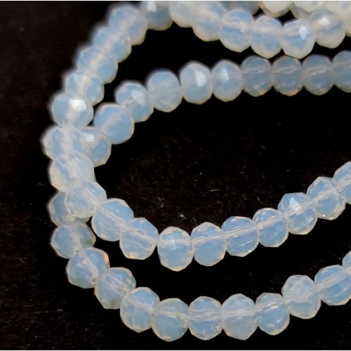 Firepolished donut bead - 2x3mm - White Opal - sold on strand