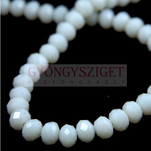 Firepolished donut bead - 2x3mm - White - sold on strand