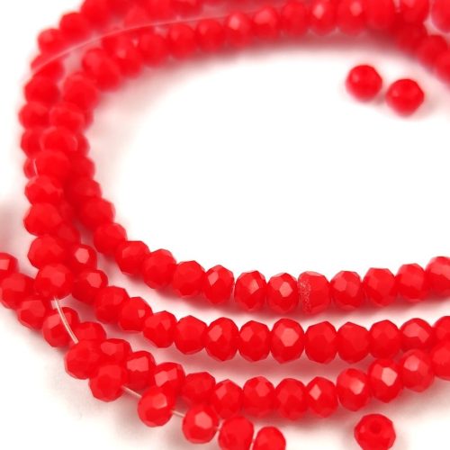 Firepolished donut bead - 2x3mm - Red - sold on strand
