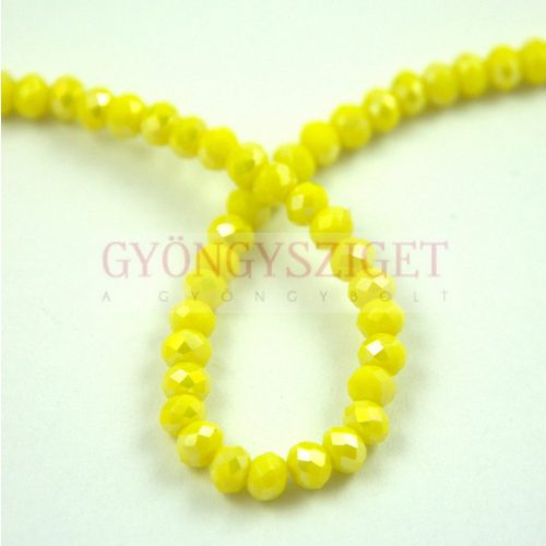 Firepolished donut bead - 2x3mm - Yellow AB - sold on strand