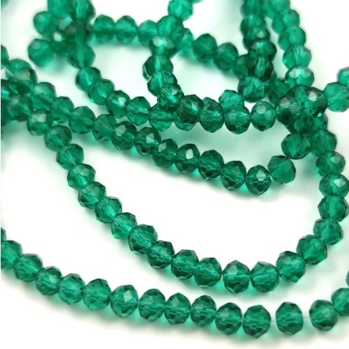 Faceted donut bead - 2x3mm - Emerald - sold on strand