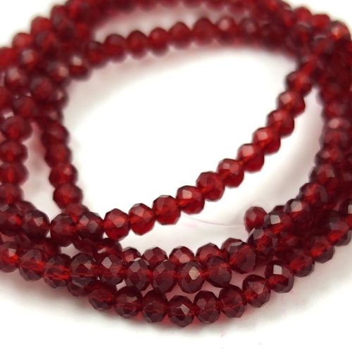 Firepolished donut bead - 2x3mm - Siam - sold on strand
