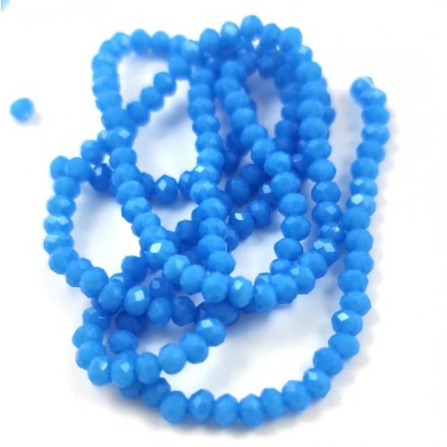 Firepolished donut bead - 2x3mm - Opaque Sapphire - sold on strand