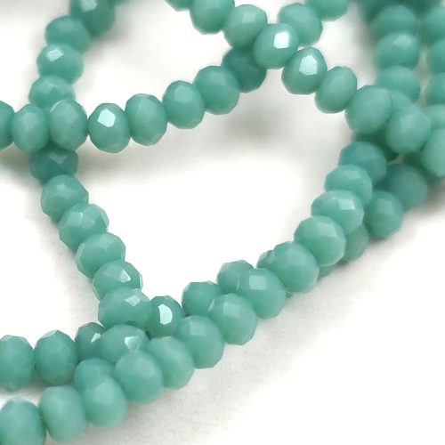 Faceted donut bead - 2x3mm - Opal Turquoise Green - sold on strand
