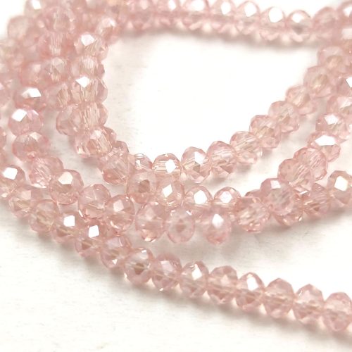 Faceted donut bead - 2x3mm - Pink Luster - sold on strand