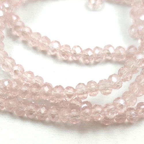Faceted donut bead - 2x3mm - Light Pink Luster - sold on strand