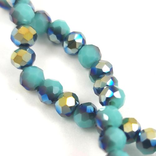 Firepolished donut bead - 3x4mm - Turquoise Green Iris - sold on strand