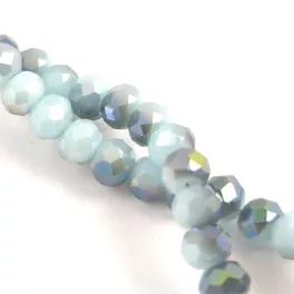   Firepolished donut bead - 3x4mm - Light Blue Gray Iris - sold on strand