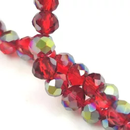   Firepolished donut bead - 3x4mm - Light Siam Iris - sold on strand