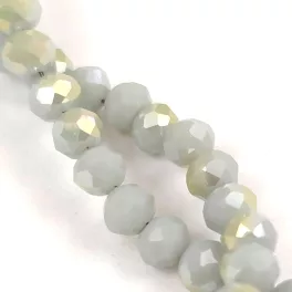   Firepolished donut bead - 3x4mm - Gray Yellow AB - sold on strand