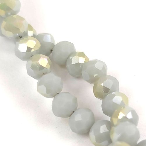 Firepolished donut bead - 3x4mm - Gray Yellow AB - sold on strand