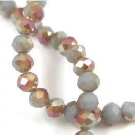   Firepolished donut bead - 3x4mm - Air Blue Opal Bronz Iris - sold on strand