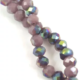   Firepolished donut bead - 3x4mm - Purple Green Iris - sold on strand