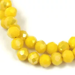   Firepolished donut bead - 3x4mm - Canary Yellow Luster - sold on strand