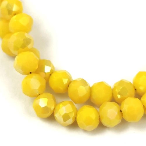 Firepolished donut bead - 3x4mm - Canary Yellow Luster - sold on strand