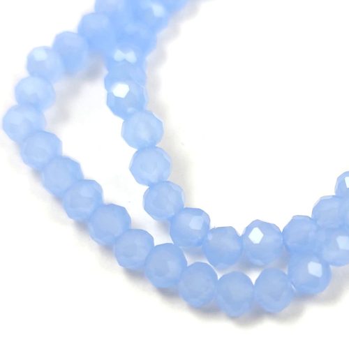 Firepolished donut bead - 3x4mm - Air Blue Opal - sold on strand