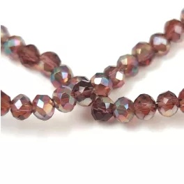   Firepolished donut bead - 3x4mm - Smoked Topaz AB - sold on strand