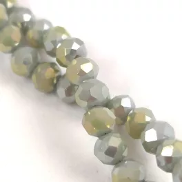   Firepolished donut bead - 3x4mm - Gray Yellow Full AB - sold on strand