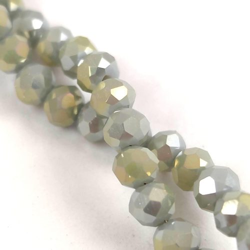 Firepolished donut bead - 3x4mm - Gray Yellow Full AB - sold on strand