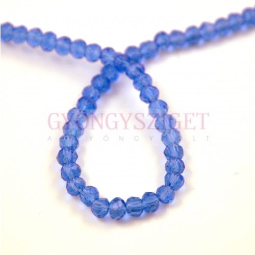 Firepolished donut bead - 3x4mm - Sapphire - sold on strand