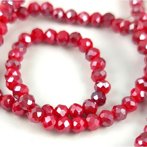 Firepolished donut bead - 3x4mm - Dark Red Blend - sold on strand