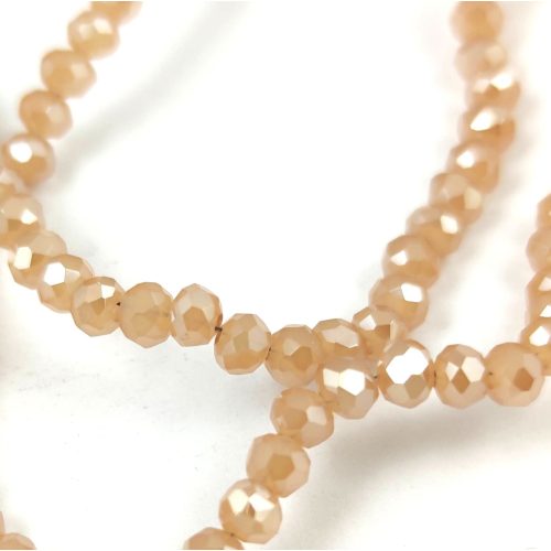 Firepolished donut bead - 3x4mm - Sand Opal Luster - sold on strand