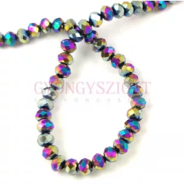   Firepolished donut bead - 3x4mm - Metallic Green Iris - sold on strand