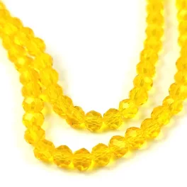 Firepolished donut bead - 3x4mm - Sunflower - sold on strand
