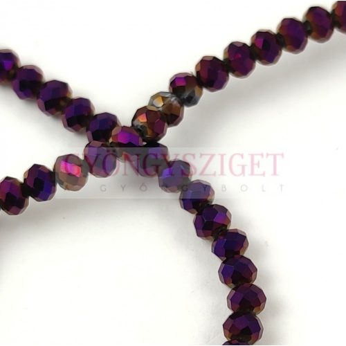 Firepolished donut bead - 3x4mm - Metallic Violet  Iris - sold on strand