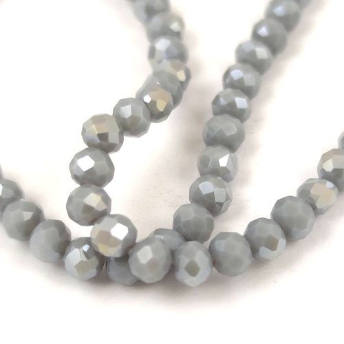 Firepolished donut bead - 3x4mm - Gray Luster - sold on strand
