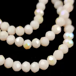 Firepolished donut bead - 3x4mm - Light Peach AB