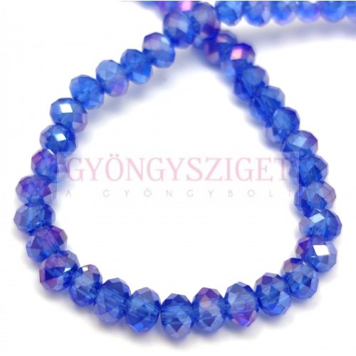 Firepolished donut bead - 3x4mm - Sapphire AB - sold on string
