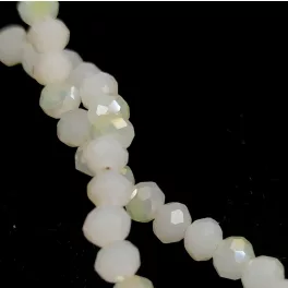   Firepolished donut bead - 3x4mm - Off White Opal AB - sold on strand