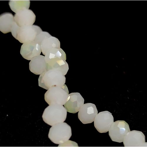 Firepolished donut bead - 3x4mm - Off White Opal AB - sold on strand