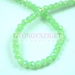 Firepolished donut bead - 3x4mm - Mint AB - sold on strand