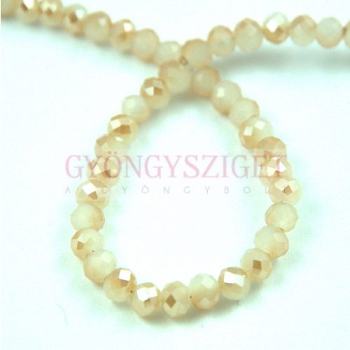 Firepolished donut bead - 3x4mm - White Opal Latte Luster - sold on strand