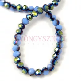   Firepolished donut bead - 3x4mm - Light Sapphire Metallic Green Iris - sold on strand
