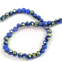   Firepolished donut bead - 3x4mm - Light Sapphire Metallic Green Iris - sold on strand