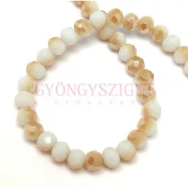   Firepolished donut bead - 3x4mm - Alabaster Latte Luster - sold on string