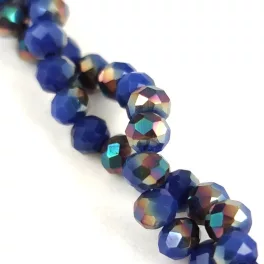   Firepolished donut bead - 3x4mm - Sapphire Iris - sold on strand