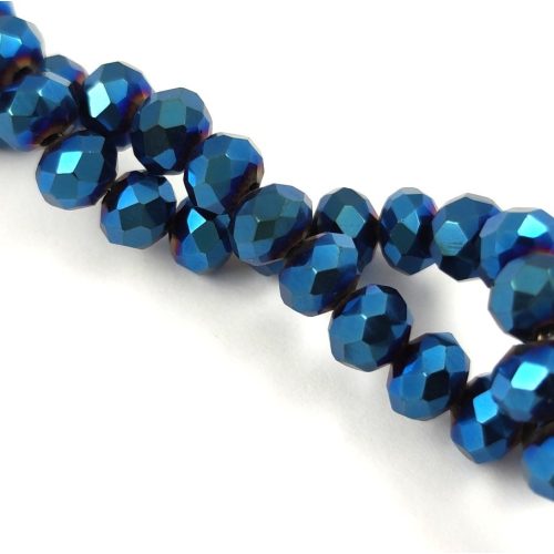 Firepolished donut bead - 5x6mm - Metallic Blue Iris - sold on strand