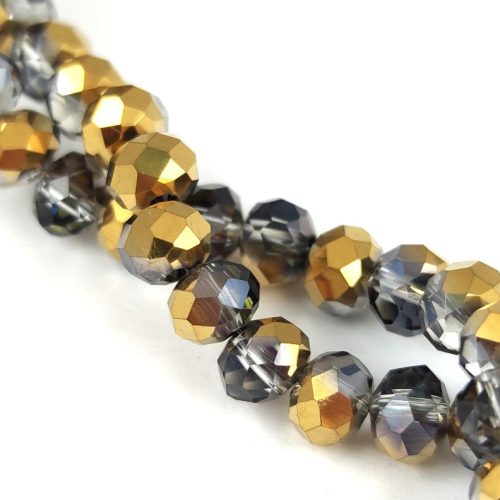 Firepolished donut bead - 5x6mm - Graphite Gold - sold on strand