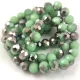 Firepolished donut bead - 6x8mm - Opal Mint Chrome - sold on strand