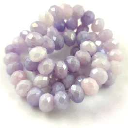   Firepolished donut bead - 6x8mm - Purple Marble Luster - sold on strand
