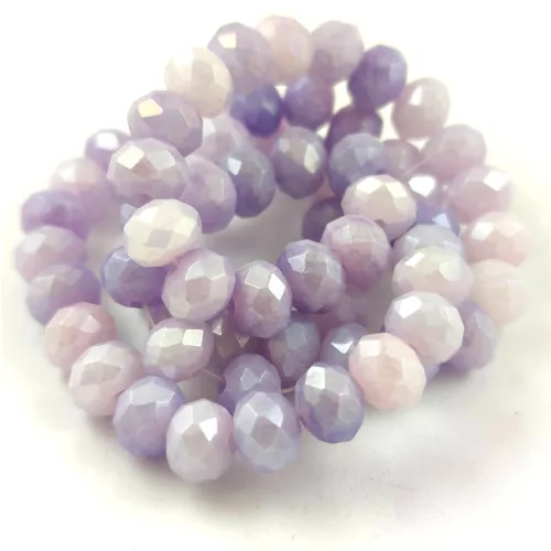 Firepolished donut bead - 6x8mm - Purple Marble Luster - sold on strand