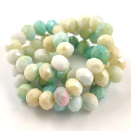   Firepolished donut bead - 6x8mm - Chalk Beige Green - sold on strand