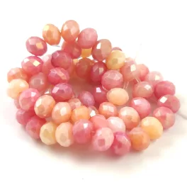   Firepolished donut bead - 6x8mm - Rosaline Peach Blend - sold on strand