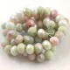 Firepolished donut bead - 6x8mm - Pink Green White Marble - sold on strand