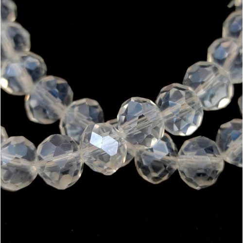 Firepolished donut bead - 6x8mm - Crystal - sold on strand